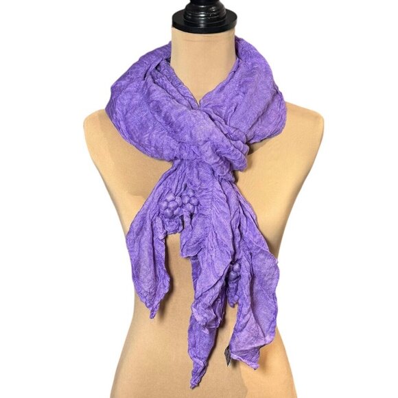 NWOT RAJ Boho Purple Scarf Crinkle Cotton Ruching Fashion Accessory Artsy - Picture 8 of 9